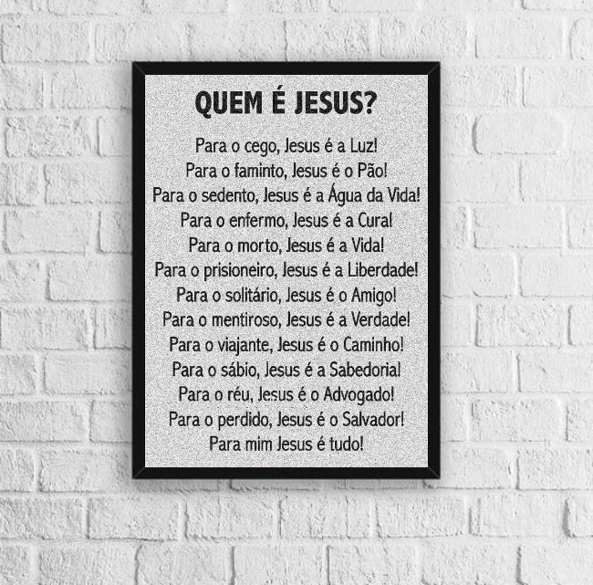 Quadro Decorativo Quem É Jesus 45x34cm - com vidro:Madeira preta - 2