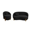 Ver imagem 1 de Conjunto 01 Poltrona + Sofá Curvo Orgânico Amsterdã Bouclê Preto - Montanari's Decor