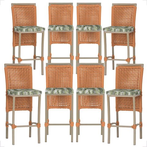 8 Banqueta em Alumínio Roma Fendi Corda Náutica Tecido 5