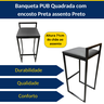 Kit 6 Banquetas Bar Alta Quadrada Modelo Pub com Encosto Preta Assento Preto - 5