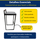 Ver imagem 3 de Kit 6 Banquetas Bar Alta Quadrada Modelo Pub com Encosto Preta Assento Preto
