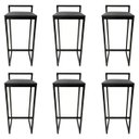 Ver imagem 2 de Kit 6 Banquetas Bar Alta Quadrada Modelo Pub com Encosto Preta Assento Preto