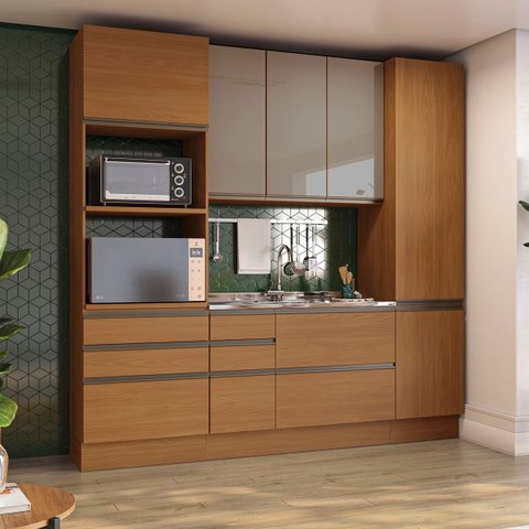 Cozinha Completa Modulada 4 Peças 2,40m Maxxi Canela Kappesberg