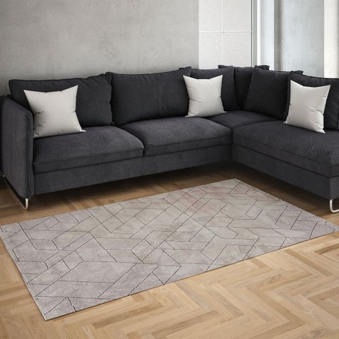 Tapete Bodrun 200x300cm Sala Quarto Tecido Geométrico Decorativo Cor Bege