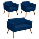 Ver imagem 7 de Kit 01 Namoradeira 02 Poltronas Elisa Suede Azul Marinho