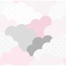 Papel De Parede Menina Nuvem Rosa Branco E Cinza Delicado - 3