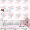Papel De Parede Menina Nuvem Rosa Branco E Cinza Delicado - 2