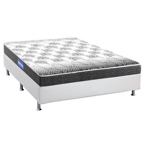 Cama Box Casal: Colchão Espuma Probel Guarda Costas Resistente + Base CRC Courano White(138x188)