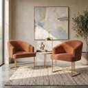 Ver imagem 4 de Kit 2 Poltrona Decorativa Moderno Base Aço Dourado Cor Terracota
