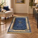 Ver imagem 1 de Tapete Persa Royal Azul 100x150cm Fio Acetinado - Ideal para Quarto e Sala