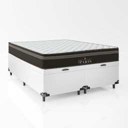 Cama Box Baú Queen Bipartido + Colchão Paris Molas Ensacadas Pocket - 66x158x198cm - Couro - 4