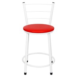 Banqueta Baixa para Cozinha Epoxi Branca:vermelho - 3
