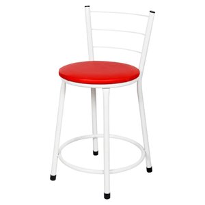 Banqueta Baixa para Cozinha Epoxi Branca:vermelho