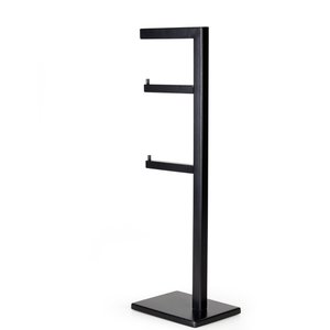 Papeleira Vertical Piso 2 Rolos Porta Papel Higiênico 50cm Banheiro Aço Inox Black Matte