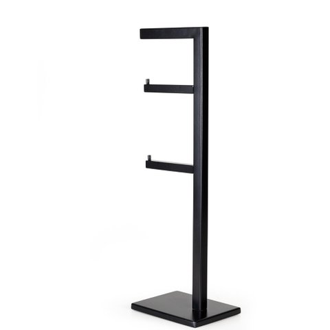 Papeleira Vertical Piso 2 Rolos Porta Papel Higiênico 50cm Banheiro Aço Inox Black Matte
