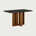 Ver imagem 1 de Conjunto Sala de Jantar Jade Gold 1,20m Tampo Chumbo 4 Cadeiras Jade Cinamomo/Linho Cinza