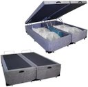 Ver imagem 1 de Cama Box Baú Casal Bipartido Cinza Suede 138x188