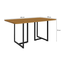 Mesa Cozinha Jantar Estrutura Preto Fosco Tampo Madeira 190 X 60 com Bancos Estilo Industrial - 5