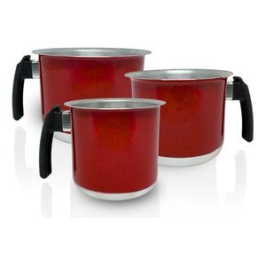 Conjunto Fervedor Alumínio Leiteira Canecão Café 3 Peças - Vermelho