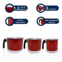 Ver imagem 4 de Conjunto Fervedor Alumínio Leiteira Canecão Café 3 Peças - Vermelho