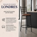 Ver imagem 2 de Banqueta Alta Industrial Estofada Londres Cor: Preto/Marrom - Kmj