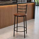 Ver imagem 1 de Banqueta Alta Industrial Estofada Londres Cor: Preto/Marrom - Kmj