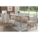 Ver imagem 1 de Conjunto Mesa de Cozinha Londrina Tampo Madeirado com Vidro 180x90cm e 6 Cadeiras Dafne Capuccino