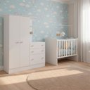 Ver imagem 1 de Quarto de Bebe Infantil Doce Sonho Berço e Guarda Roupas com Cômoda Qmovi