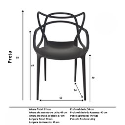 Kit 2 Cadeiras Allegra P/ Varanda Escritório Lazer Comércio:preto - 6