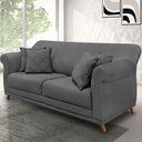 Ver imagem 2 de Sofá Living 2 Lugares 1,60m Vênus Suede Pés Castanho - Pallazio - Cinza