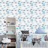 Papel De Parede Quarto Bebe Menino Carrinhos Azul Adesivo - 1