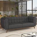 Ver imagem 1 de Sofá 03 Lugares para Sala de Estar Pés em Madeira 240cm Florian M03 Linho Chumbo - Lyam Decor