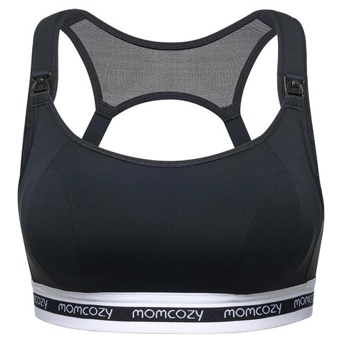 Momcozy Sutiã Esportivo de Amamentação sem Aro Pequeno Preto