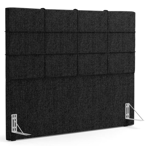 Cabeceira Cama Box Queen 160 cm Roma W01 Linho Chumbo - Lyam Decor