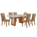 Ver imagem 2 de Mesa de Jantar Carolina 180cm Tampo MDF Vidro Canto Copo com 6 Cadeiras Lisa