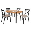Ver imagem 2 de Conjunto Sala de Jantar Mesa 120cm x 77cm Tampo Vidro com 4 Cadeiras Karina Preto/Fosco/Bege