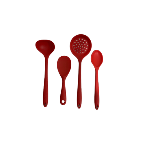 Jogo 4 Peças Em Silicone Vermelho Livre de BPA . UnyHome.