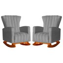 Ver imagem 1 de Kit 2 Poltronas Estofada Balanço Melinda Suede Cinza