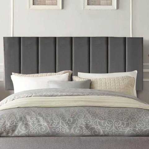 Painel Estofada Líbia 140cm Casal Suede Cinza Escuro