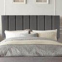 Ver imagem 1 de Painel Estofada Líbia 140cm Casal Suede Cinza Escuro