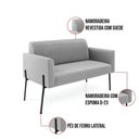 Ver imagem 7 de Sofá Namoradeira e 2 Poltronas Pé de Ferro Preto Marisa Suede D03 - D'Rossi Cinza