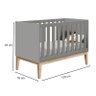 Berço Americano e Cômoda New Classic Cinza com Pés Madeira Natural e Colchão Gazin – Reller - 2