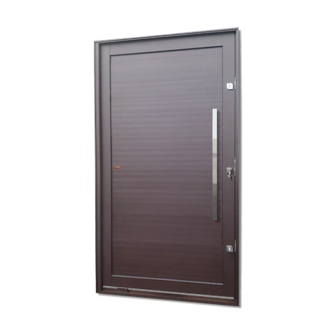 Porta Pivotante Alumínio Lambril c/Pux.Dir. Elite Marrom Corten 240x150 Brimak