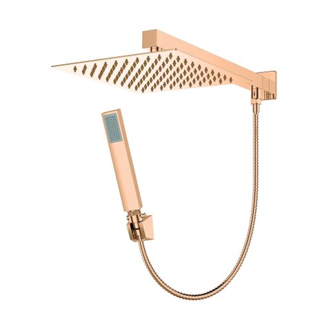 Chuv Quadrado 20x20 C/ Tubo e Desviador Lx 4107rg Rose Gold Lexxa Bagno