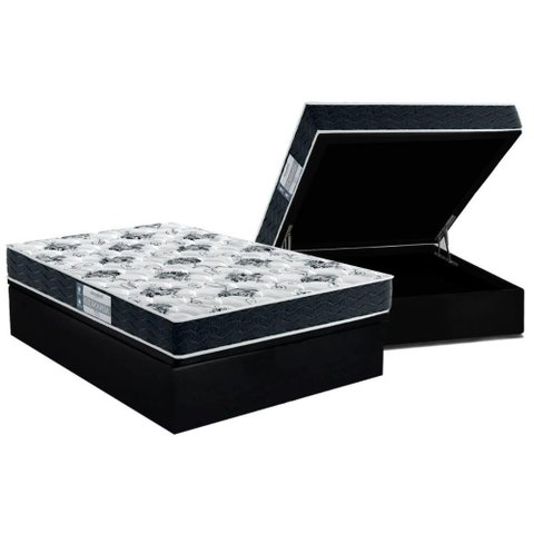 Conjunto Box Baú Casal: Colchão Espuma Probel D28 Prodormir Advanced Black + Base Crc Suede Black(
