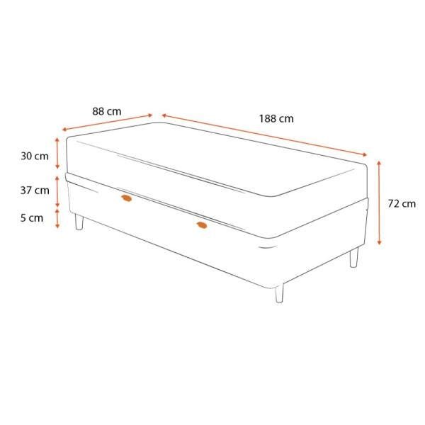 Cama Box Baú Solteiro Preta + Colchão de Espuma D33 Comfort Prime Comfort Maxx 88x188x72cm - 2