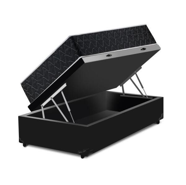 Cama Box Baú Solteiro Preta + Colchão de Espuma D33 Comfort Prime Comfort Maxx 88x188x72cm - 4