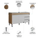 Ver imagem 3 de Balcão de Cozinha com Pia Inox 120cm Andréia Amêndoa/branco - Ajl Móveis