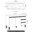 Ver imagem 4 de Balcão de Cozinha com Pia Inox 120cm Andréia Amêndoa/branco - Ajl Móveis