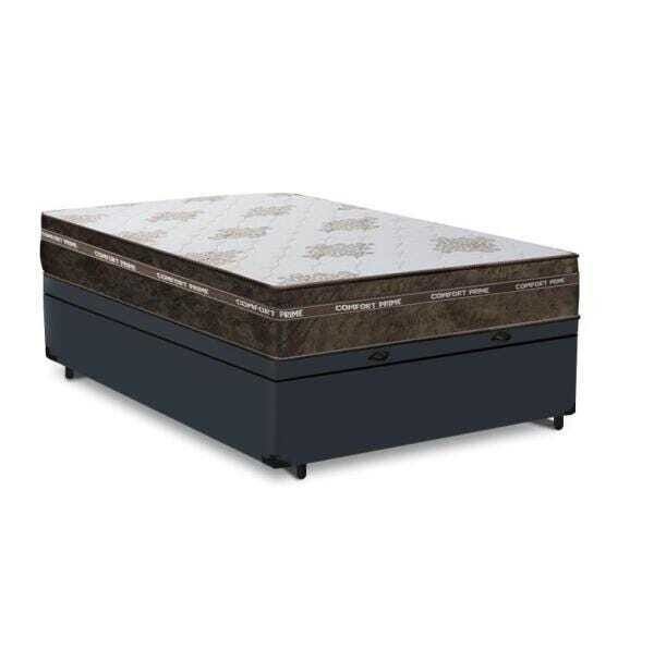 Cama Box Baú Viuva Cinza + Colchão Molas Superlastic Comfort Prime Coil Classic  - 3